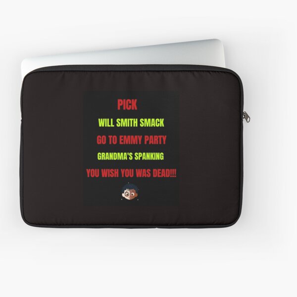 Humorous apparel design commemorating the infamous Will Smith 2022 Emmy Awards Chris Rock slap. Laptop Sleeve