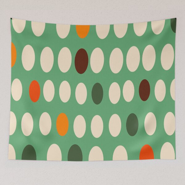 Item preview, Retro Orange And White Oval Pattern On Green designed and sold by DEC02.