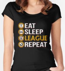 League Of Legends Eat Sleep League Repeat Funny Gifts Women's Fitted Scoop T-Shirt