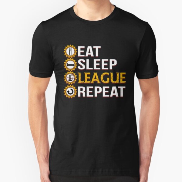 League Of Legends Eat Sleep League Repeat Funny Gifts Slim Fit T-Shirt