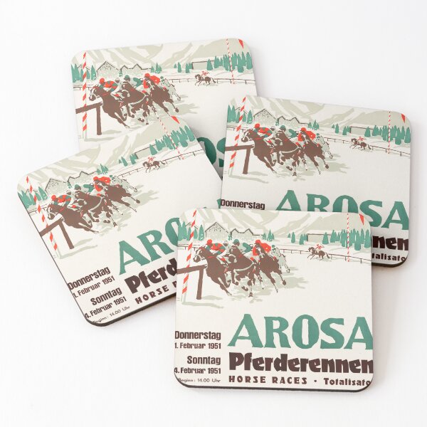 Artikelvorschau, AROSA Pferderennen Pferderennen 1951 Schweizer Vintage Tourismus Reise Werbeplakat entworfen und verkauft von retroposters.