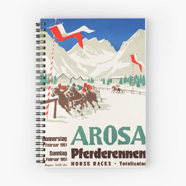Item preview, AROSA Pferderennen Horse Races 1951 Swiss Vintage Tourism Travel Advertising Poster  designed and sold by retroposters.