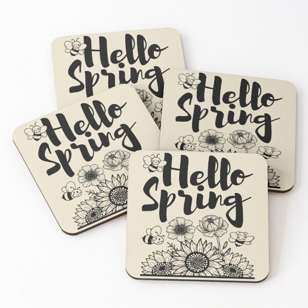 Aperçu de l'œuvre Bonjour printemps (design noir) créée et vendue par TextAndVectors.