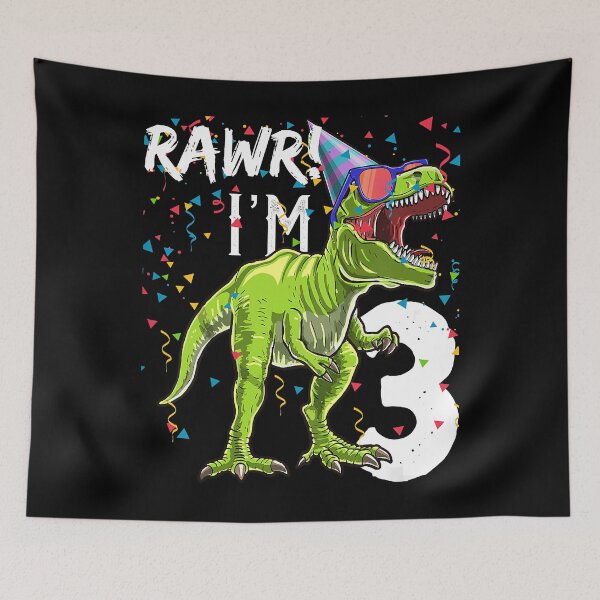 Item preview, Kids Rawr Im 3 3rd Birthday T Rex Dinosaur 3 Year Old Party Gift designed and sold by HugheDemeyer.