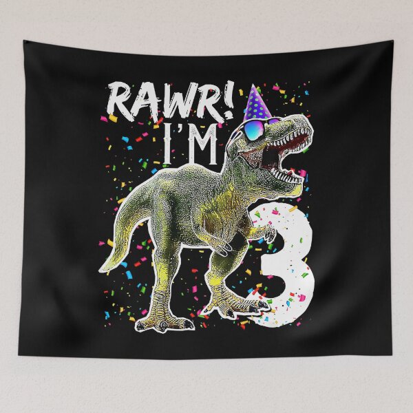 Item preview, Kids Rawr Im 3 3rd Birthday T Rex Dinosaur 3 Year Old Party Gift designed and sold by HugheDemeyer.