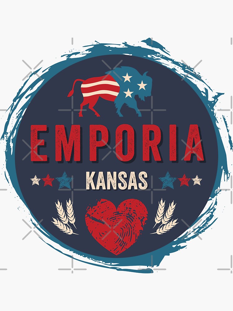 "Emporia Kansas US Typography Distressed Design" Sticker for Sale by