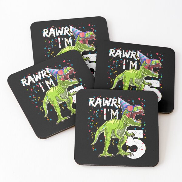 Item preview, Kids Rawr Im 5 5th Birthday T Rex Dinosaur 5 Year Old Party Gift designed and sold by HugheDemeyer.