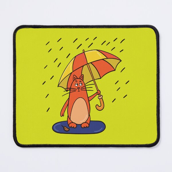 Item preview, Orange cat with umbrella in a rainy day designed and sold by Bonobofy.