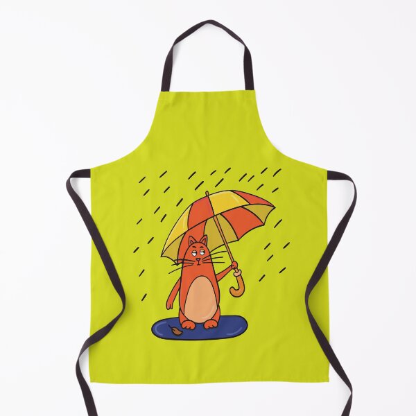 Item preview, Orange cat with umbrella in a rainy day designed and sold by Bonobofy.