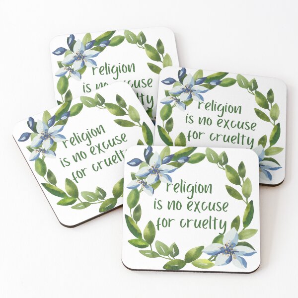 Item preview, Religion Is No Excuse For Cruelty - Watercolor Wreath & Flowers designed and sold by SayWhatYouFeel.