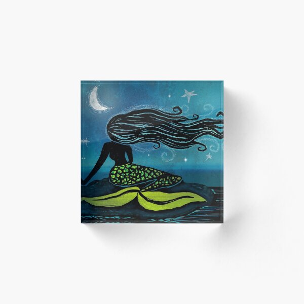 Mermaids Sing Under The Moonbeams Acrylic Block