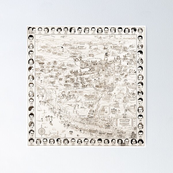 Item preview, Hollywood Starland Map of the Stars Circa 1937  designed and sold by Designs by Kool Kat.