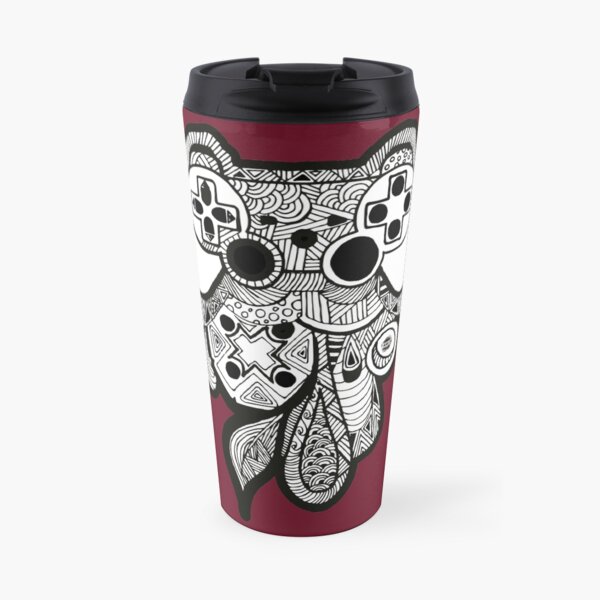 Games Console Zentangle BLACK & WHITE Travel Mug