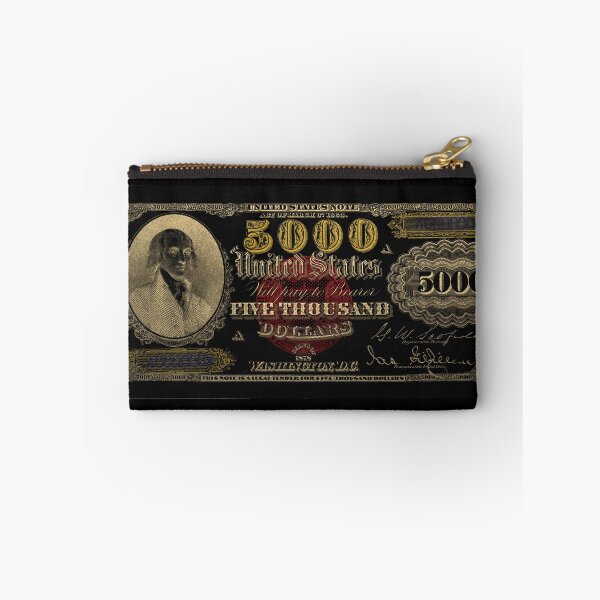 Item preview, U.S. Five Thousand Dollar Bill - 1878 $5000 USD Treasury Note in Gold on Black designed and sold by Serge Averbukh Art Studio.