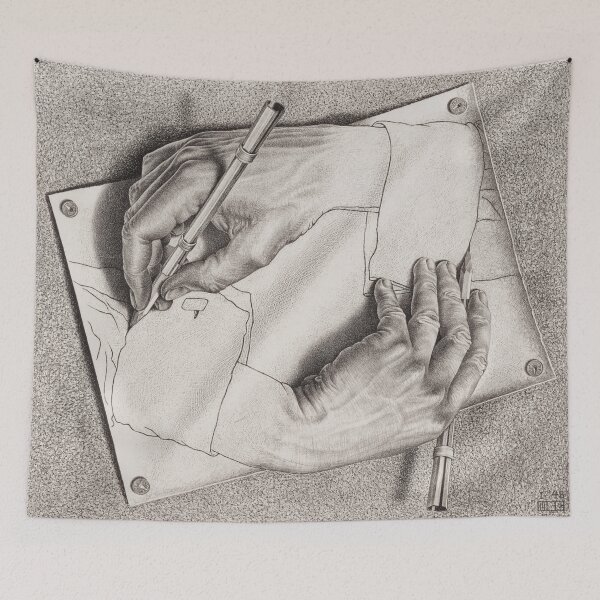Item preview, Drawing Hands - M.C. Escher designed and sold by ArsVincitOmnia.