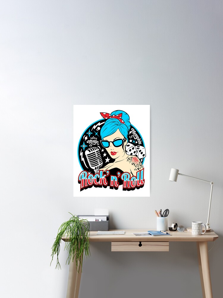 Memphis Rockabilly Pin Up Girl Vintage Rocker Rock N Roll Sock Hop | Poster