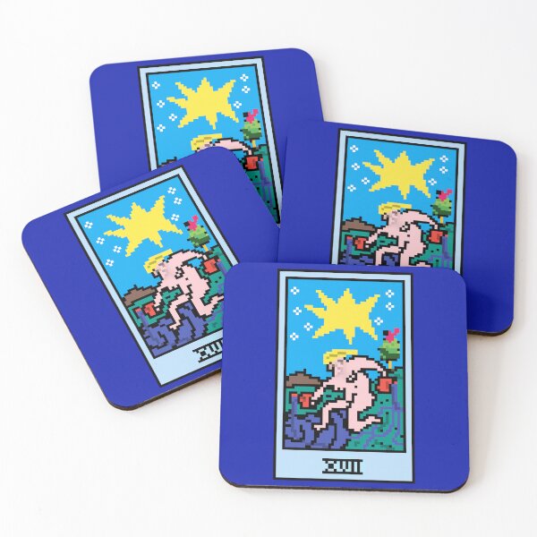 Aperçu de l'œuvre Attendez, c'est du tarot pixel art ? Bleu - Arcanes majeurs 'The Star' (Design pour T-shirt, autocollants et autres accessoires) créée et vendue par Pixel Waite.