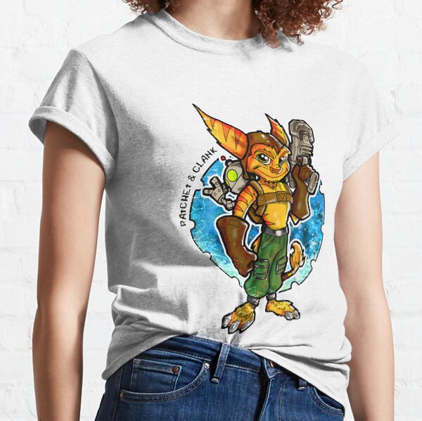 Vista previa del artículo con la obra «Supera la traviesa acción de disparos Lucky Ratchet And Clank Retro», diseñado y vendido por MurphyPicking.