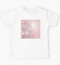 pink floral pattern hand drawing Kids Tee