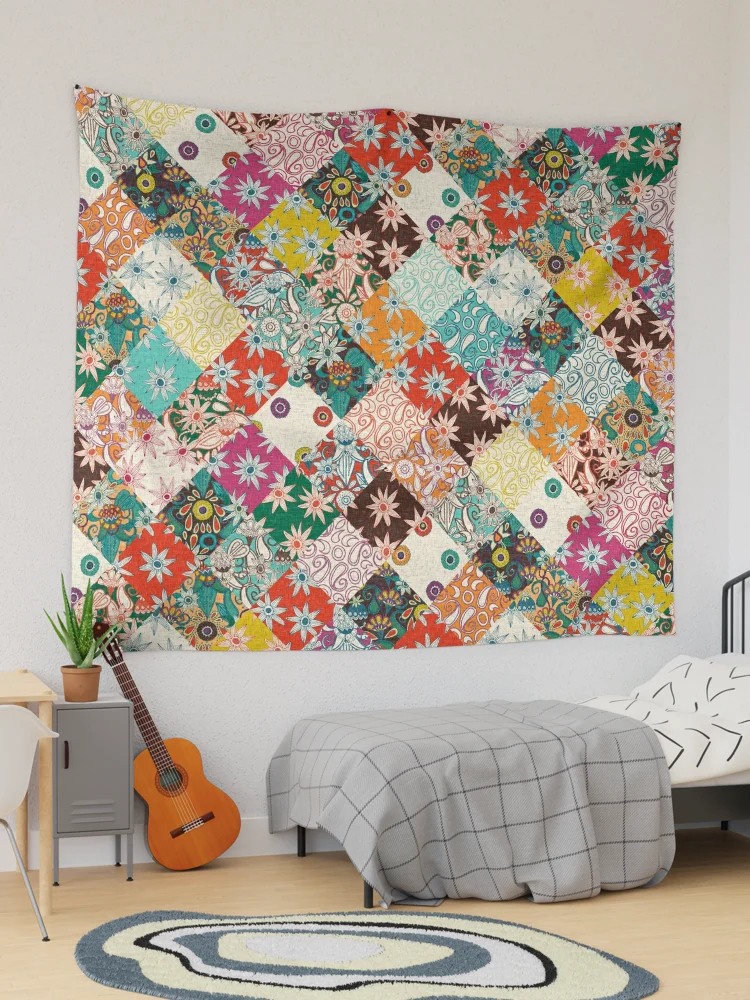 Boho Sari Patchwork Quilt Yoga Mat by oldurbanfarmhouse