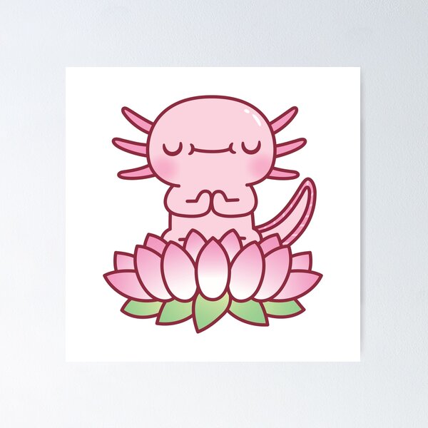Item preview, Cute Axolotl Seated On Lotus Flower designed and sold by rustydoodle.
