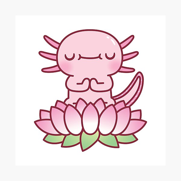 Item preview, Cute Axolotl Seated On Lotus Flower designed and sold by rustydoodle.