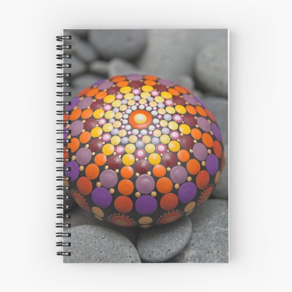 Item preview, Mandala painted stone purple and yellow designed and sold by mandalaole.