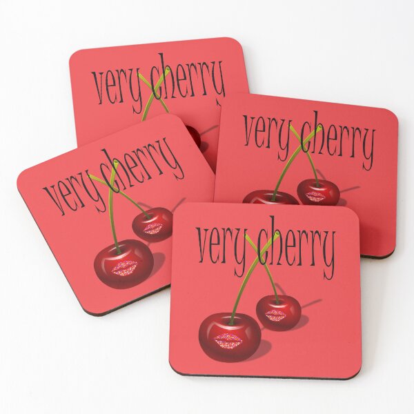 Item preview, Very Cherry - Lippy Cherries on a Red Background  designed and sold by CONTRAPINK.