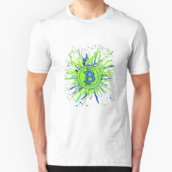 ‘Bitcoin Explosion’ in Green. Slim Fit T-Shirt