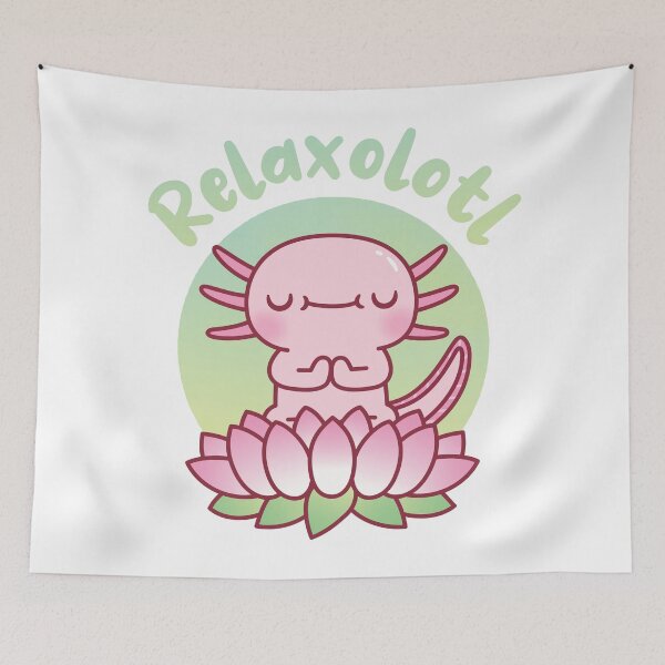 Item preview, Cute Axolotl Seated On Lotus Flower Relaxolotl Pun designed and sold by rustydoodle.
