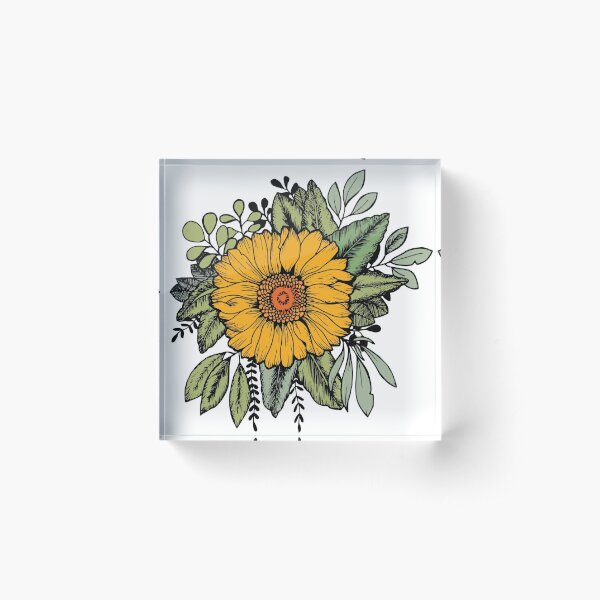 Bloques acrílicos: Idea Del Tatuaje De Girasol | Redbubble