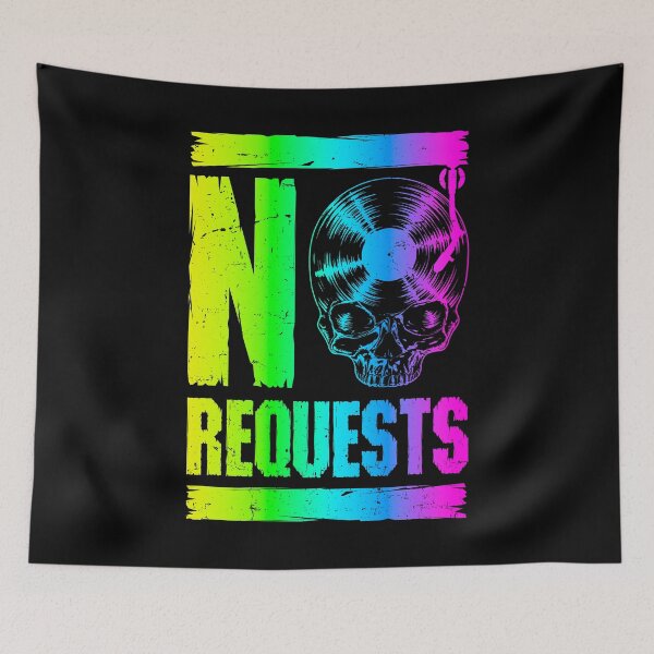 Item preview, No Requests DJ Turntable Vinyl Record Gothic Skull Rainbow designed and sold by GrandeDuc.