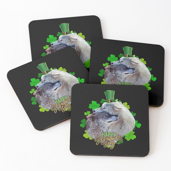 Item preview, St Patrick's Day Irish Saint Patrick Shamrock Wolf Couple designed and sold by Barnissim.