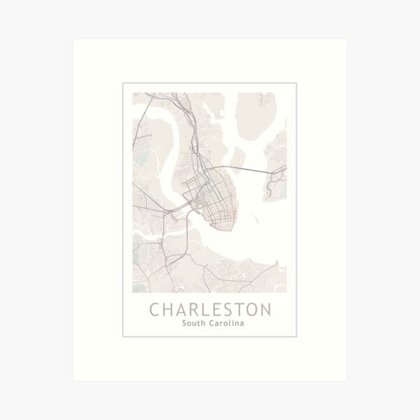 Item preview, Charleston Map, Charleston City, South Carolina USA City designed and sold by TheRedFinch.