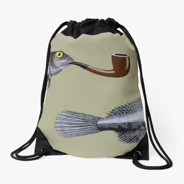 Magritte Fish Drawstring Bag