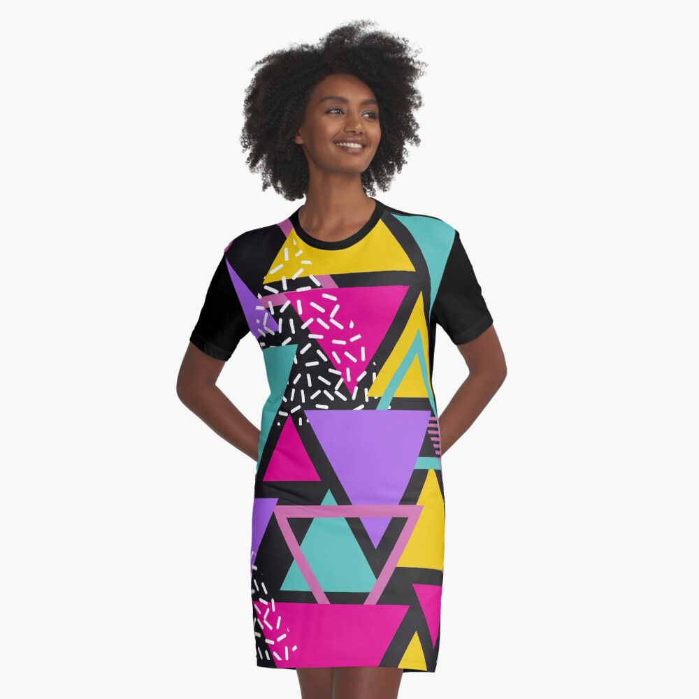 Memphis Triangles Graphic T-Shirt Dress