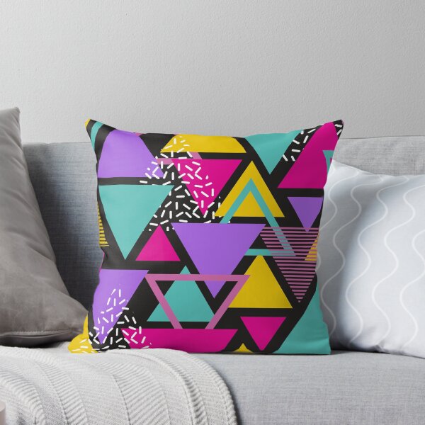 Memphis Triangles Throw Pillow