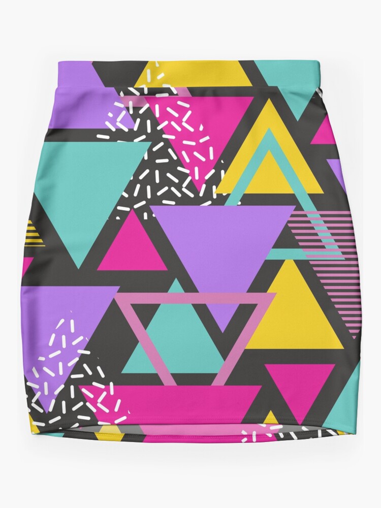 Mini Skirt, Memphis Triangles designed and sold by Orce Vasilev