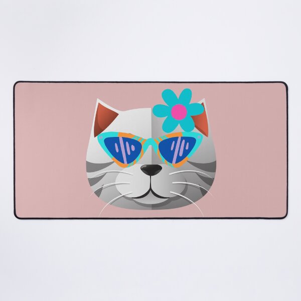 Item preview, Cool feline with glasses and flower, vintage cat. designed and sold by EMIPRINCESS.