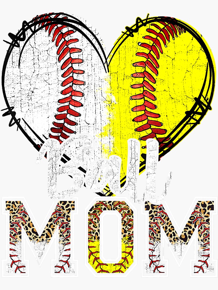 Baseball Softball Heart Mom Mothers Day - Baseball Softball Mom - Sticker