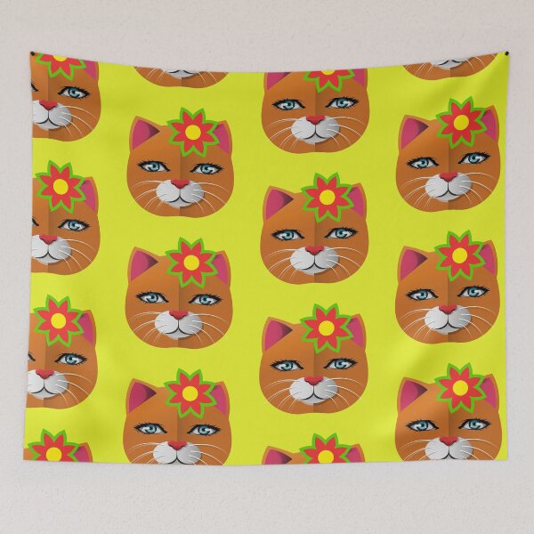 Item preview, Cool feline with flower, vintage cat. designed and sold by EMIPRINCESS.