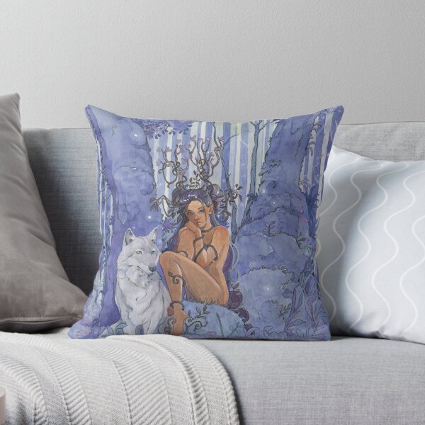 Dryad and his wolf Throw Pillow