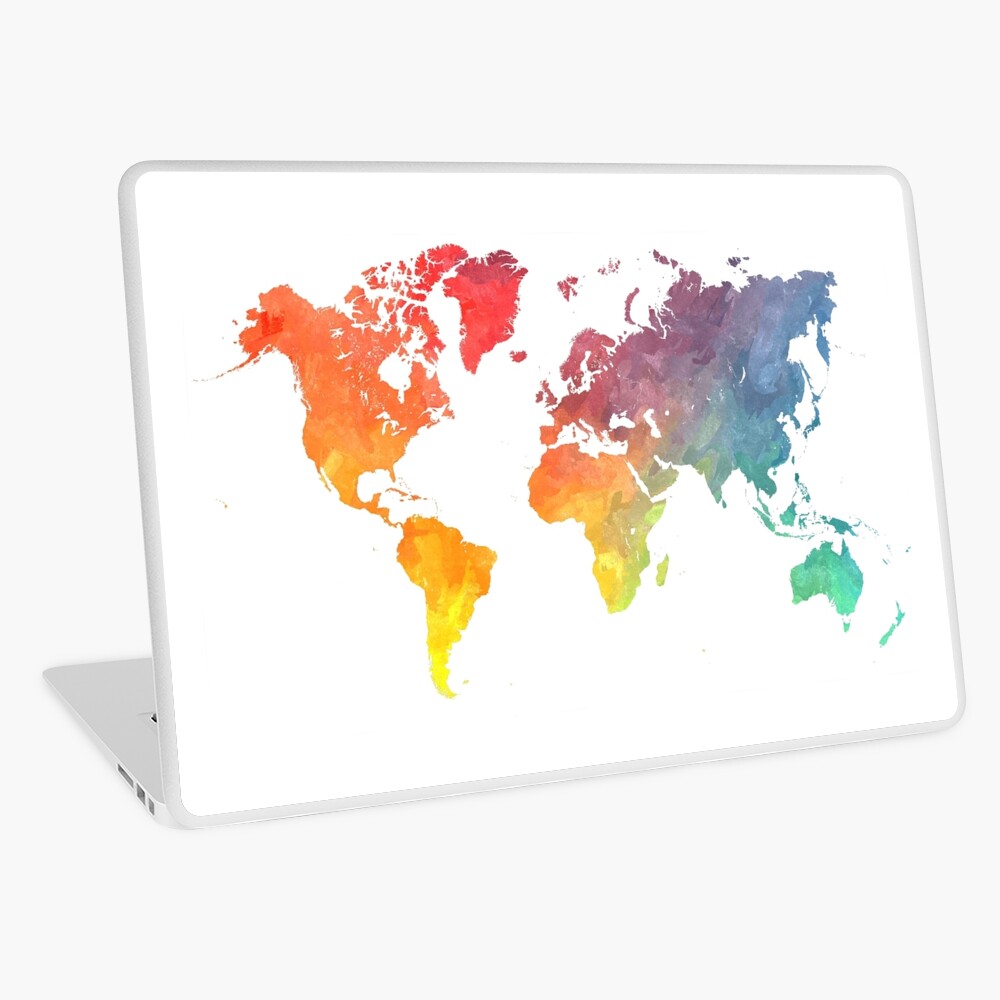 Map Of The World Colored Laptop Skin For Sale By JBJart Redbubble   Pd,x750,macbook Air 13 Pad,1000x1000,f8f8f8.u7 