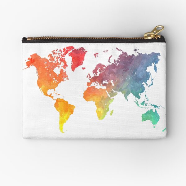 Map of the world colored Zipper Pouch