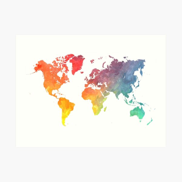 Map of the world colored Art Print