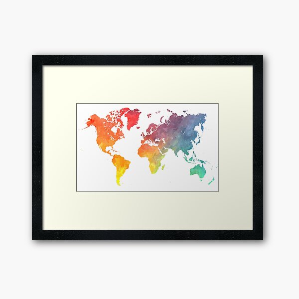 Map of the world colored Framed Art Print