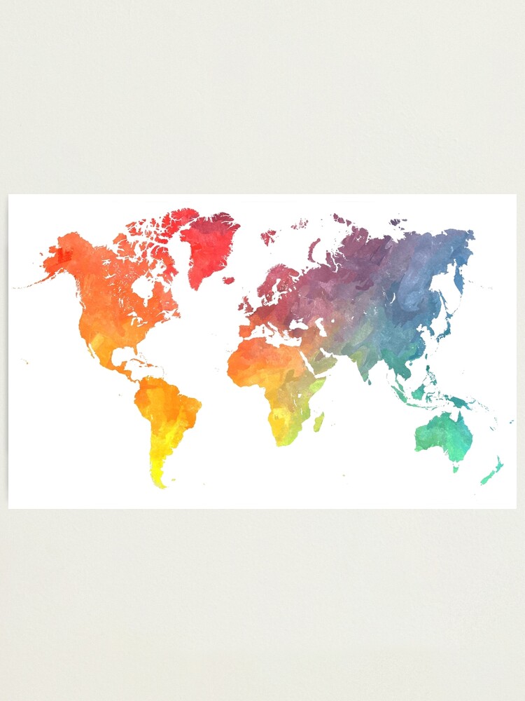 Alternate view of Map of the world colored Photographic Print