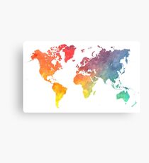 Map of the world colored Canvas Print
