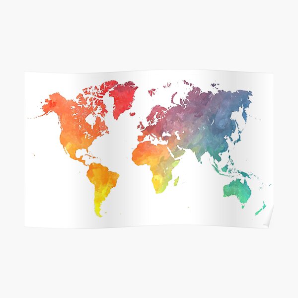 Map of the world colored Poster