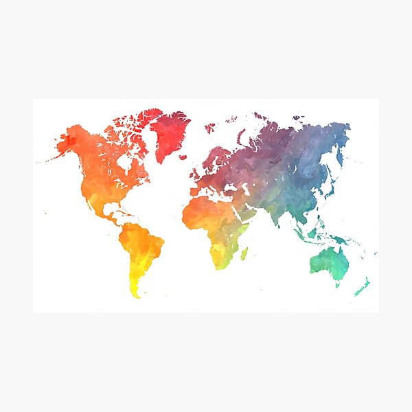 Map of the world colored Photographic Print